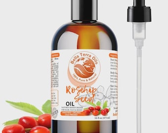 Natural Rosehip Seed Oil 16oz for Face, Dry Skin and Glow - Carrier Oil for Skin, Hair, Massage, DIY Skincare, Soap and Lotion Making