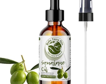 Natural Olive Squalane Oil 2oz for Face, Dry Skin and Glow - Carrier Oil for Skin, Hair, Massage, DIY Skincare, Soap and Lotion Making