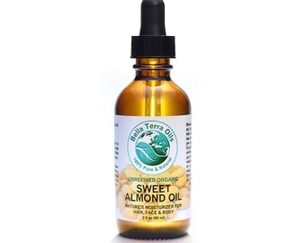 SWEET ALMOND OIL Pure Cold-pressed Unrefined Organic Natural Moisturizer for Skin and Hair