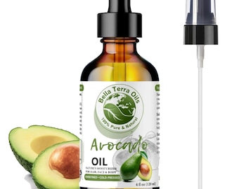 Natural Avocado Oil for Dry Skin, Body and Hair - Carrier Oil for Skin, Hair, Massage, DIY Skincare, Soap and Lotion Making, Choose Size