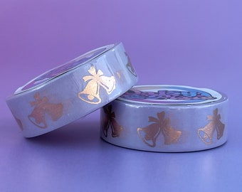 Lavender & Rose Gold Foil Washi Tape, Christmas Washi Tape, Rose Gold Foil Washi, Bell Washi Tape, Planner, Scrapbooking