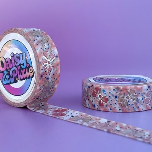 Pink Bow Washi Tape, Watercolour Washi Tape, Silver Foil Washi Tape, Foil Bow Washi, Planner, Scrapbooking