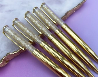 Metallic Gold Crystal Pen, Gold Sparkle Pen, Gold Diamond Pen, Crystal Pen