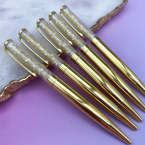 Metallic Gold Crystal Pen, Gold Sparkle Pen, Gold Diamond Pen, Crystal Pen