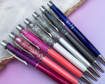 Silver Floating Glitter Pen, Coloured Glitter Pen, Stationery, Planner Pen, Ballpoint Pen, Sparkle Pen, Luxury Pen, Gift For Her