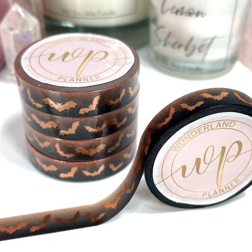 Halloween Washi Tape, Bat Washi Tape, Copper Foil Washi Tape, Orange Ombre Washi Tape, Halloween Stationery, Planner, Scrapbooking