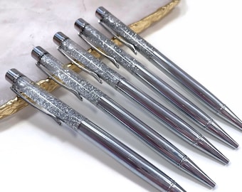 Silver Chrome Floating Glitter Filled Sparkle Foil Pen