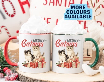 Meowy Catmas Christmas Mug, Festive Mug, Cat Mug, Home Decor Gift, Christmas Gift, Christmas Coffee Mug, Cat Lover Gift, Kitten Mug