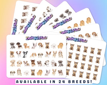 Dog Planner Stickers - Mixed Breeds or Pick Your Breed! Frenchie, Pug, Shih Tzu, Maltese, Labrador, Bulldog, Terrier, Dachshund, Chihuahua