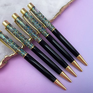 Black Glitter Pen, Rainbow Glitter Filled Pen, Black & Gold Glitter Pen, Gold Glitter Pen, Sparkle Pen, Floating Glitter Pen, Planner Pen image 4