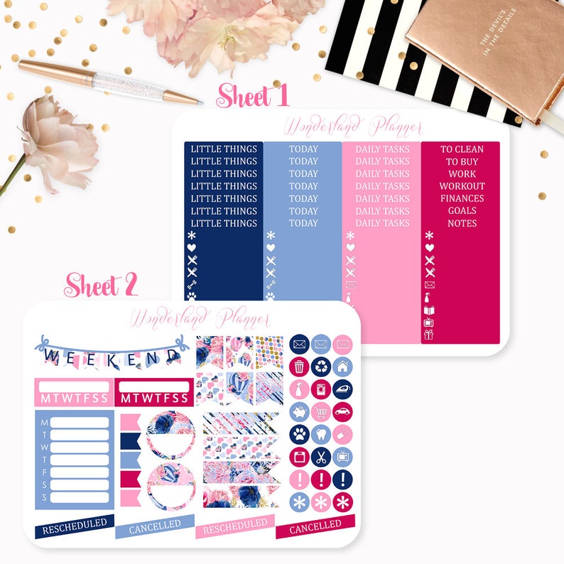 Standard Vertical Planners Floral Hot Air Balloon Themed Planner Weekly Kit Slowly Drifting Sticker Kit or A La Carte 180+ Stickers