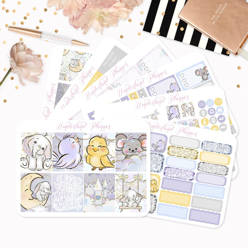 Love You To The Moon Sticker Kit Or A La Carte Elephant Etsy