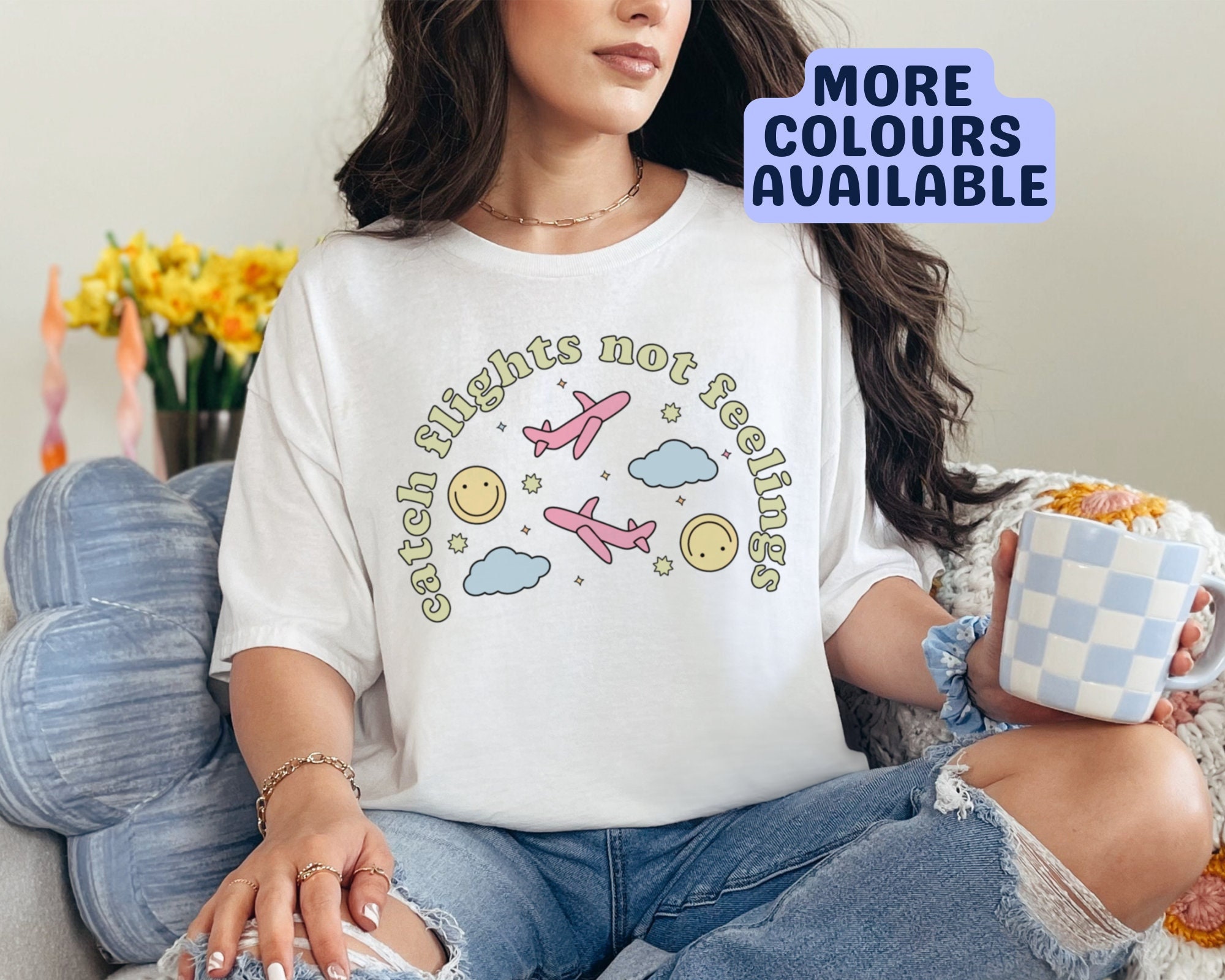 Womens Womens Catch Flights Not Feelings Summer Tshirt Gifts Womens Womens Catch Flights Not Feelings Summer Tshirt Gifts