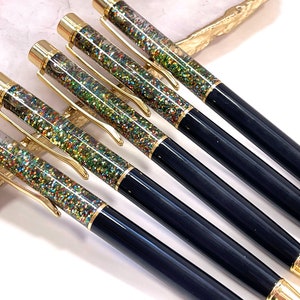 Black Glitter Pen, Rainbow Glitter Filled Pen, Black & Gold Glitter Pen, Gold Glitter Pen, Sparkle Pen, Floating Glitter Pen, Planner Pen image 6