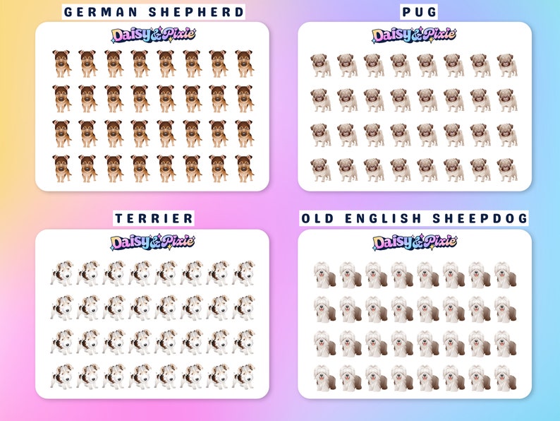 Dog Planner Stickers Mixed Breeds or Pick Your Breed Frenchie, Pug, Shih Tzu, Maltese, Labrador, Bulldog, Terrier, Dachshund, Chihuahua image 6