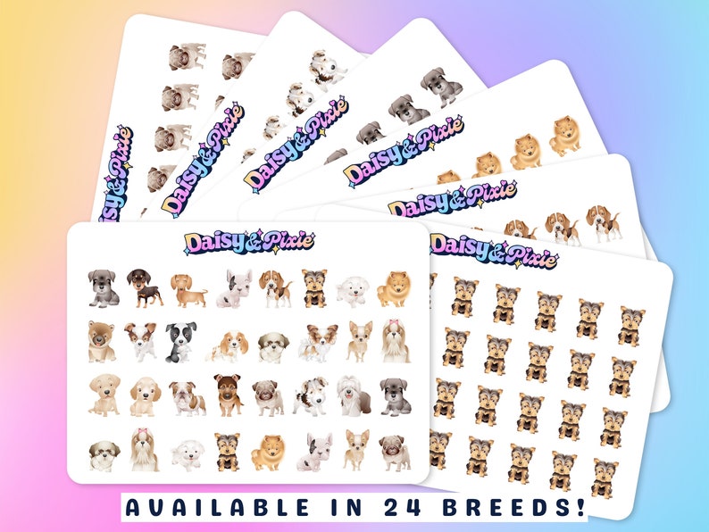 Dog Planner Stickers Mixed Breeds or Pick Your Breed Frenchie, Pug, Shih Tzu, Maltese, Labrador, Bulldog, Terrier, Dachshund, Chihuahua image 1