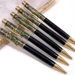 Black Glitter Pen, Rainbow Glitter Filled Pen, Black & Gold Glitter Pen, Gold Glitter Pen, Sparkle Pen, Floating Glitter Pen, Planner Pen image 7