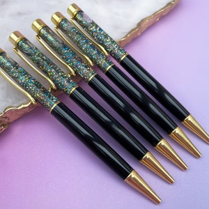 Black Glitter Pen, Rainbow Glitter Filled Pen, Black & Gold Glitter Pen, Gold Glitter Pen, Sparkle Pen, Floating Glitter Pen, Planner Pen image 3