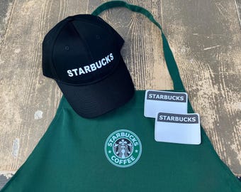 ADULT | Starbucks Hat and/or Apron | Dark Green | Buy hat & apron together get 2 FREE sticker name tags.