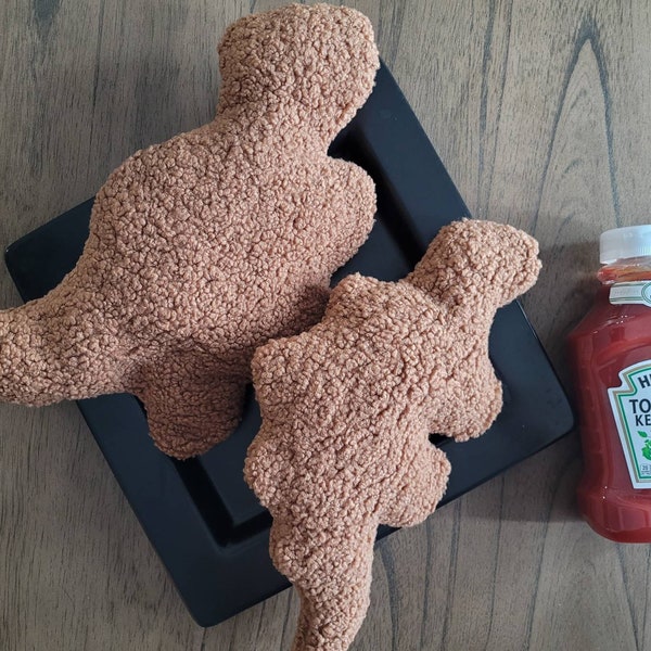 Dino nuggies pillows - Dinosaur chicken nugget pillow teddy bear fabric - soft and cuddly extra large ketchup packet