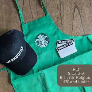 2 Color logo YOUTH 12-18M | 2T-4T | 5-9 | 10-13 Starbucks Apron and/or 2 Blank Name Tags. Purchase hat & apron together get 2 FREE name tags