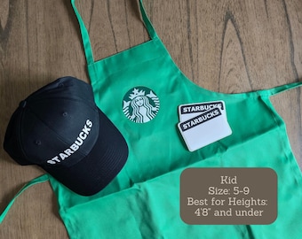 2 Color logo YOUTH 12-18M | 2T-4T | 5-9 | 10-13 Starbucks Apron and/or 2 Blank Name Tags. Purchase hat & apron together get 2 FREE name tags