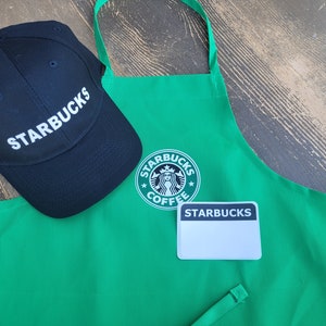 NEW -  Adults - Starbucks Barista Apron and/or 2 Blank Name Tags.  Purchase hat & apron together comes with 2 FREE name ta