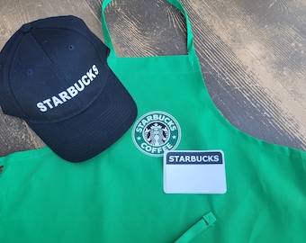 NEW Kids  Dress Up Set - Starbucks Barista Apron and/or 2 Blank Name Tags.  Purchase hat & apron together comes with 2 FREE name tags