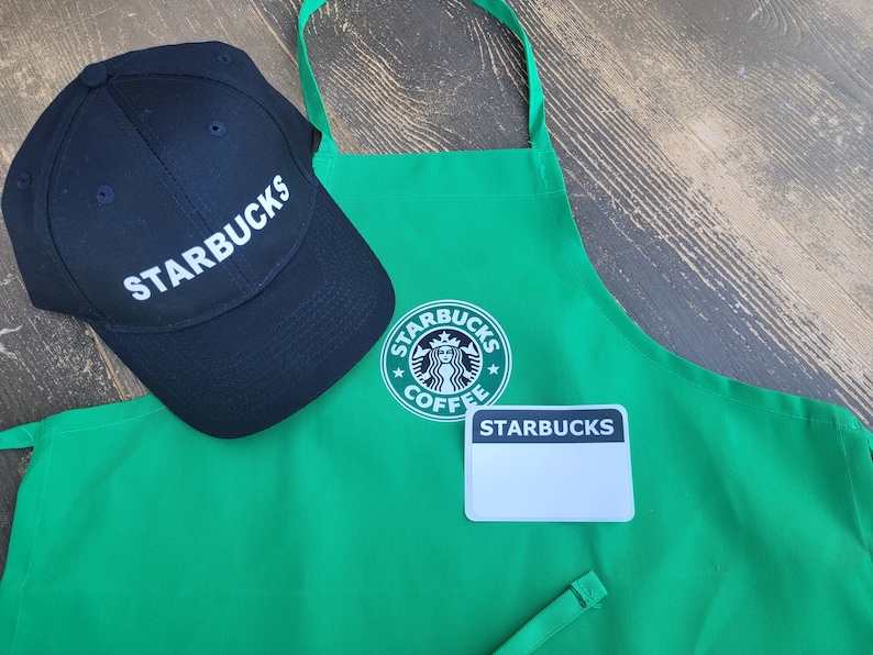 NEW Kids Dress Up Set Starbucks Barista Apron and/or 2 Blank Name Tags. Purchase hat & apron together comes with 2 FREE name tags image 1