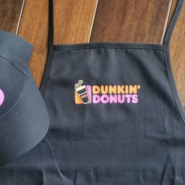 Kids  Dress Up Set - Dunkin' Donuts Apron, Hat, and 2 Name Tags.  Purchase hat & apron together comes with 2 FREE name tags.