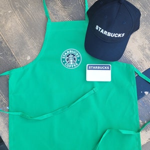 NEW Kids Dress Up Set Starbucks Barista Apron and/or 2 Blank Name Tags. Purchase hat & apron together comes with 2 FREE name tags image 3