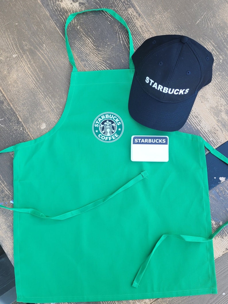 NEW Kids Dress Up Set Starbucks Barista Apron and/or 2 Blank Name Tags. Purchase hat & apron together comes with 2 FREE name tags image 3