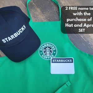 NEW -  Adults - Starbucks Barista Apron and/or 2 Blank Name Tags.  Purchase hat & apron together comes with 2 FREE name tags
