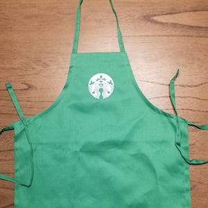 Toddler Starbucks apron - sizes 12-18 months and 2-4T, complimenting costume for toddlers to the frappuccino costume