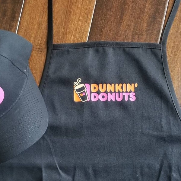 Adult Teen Dress Up Set - Dunkin' Donuts Apron, Hat, and 2 Name Tags. Purchase hat & apron together get 2 FREE name tags.