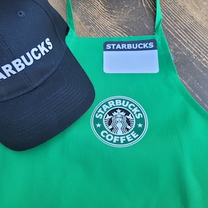 NEW Kids Dress Up Set Starbucks Barista Apron and/or 2 Blank Name Tags. Purchase hat & apron together comes with 2 FREE name tags image 4
