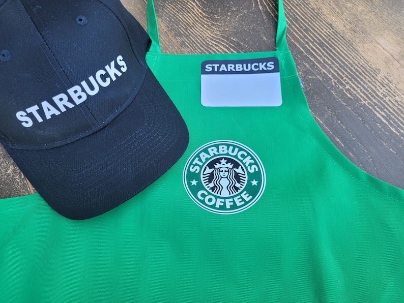 NEW Kids Dress Up Set Starbucks Barista Apron and/or 2 Blank Name Tags. Purchase hat & apron together comes with 2 FREE name tags image 4