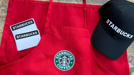 Adult Starbucks Barista Apron & Hat Set – Halloween Costume - Etsy