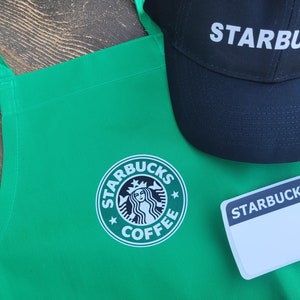 NEW Kids Dress Up Set Starbucks Barista Apron and/or 2 Blank Name Tags. Purchase hat & apron together comes with 2 FREE name tags image 2