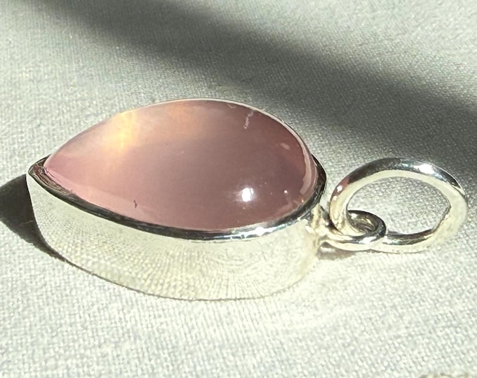 Rose Quartz Pendant, Silver