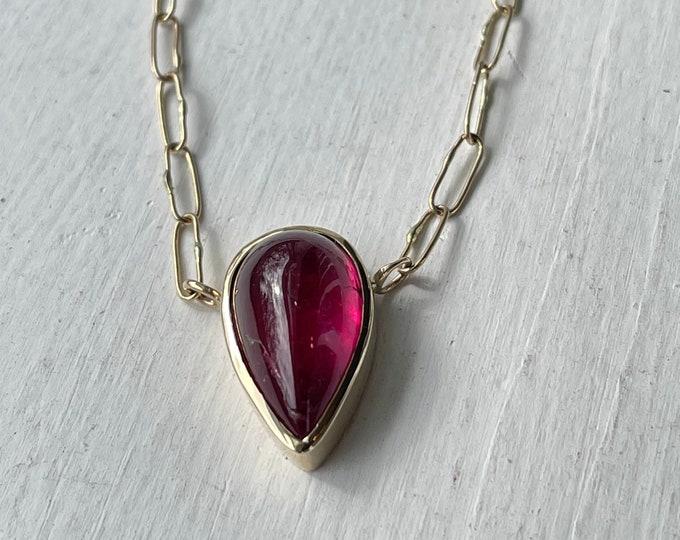 Tourmaline, Rubellite Necklace, 14k (BBN9)