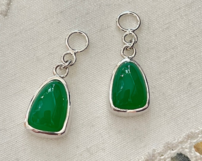 Chrysoprase Earring Jackets, Silver (CEJ2)