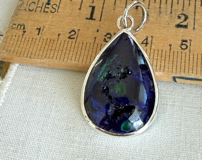 Azurite with Malachite Pendant, Silver (AMPS1)