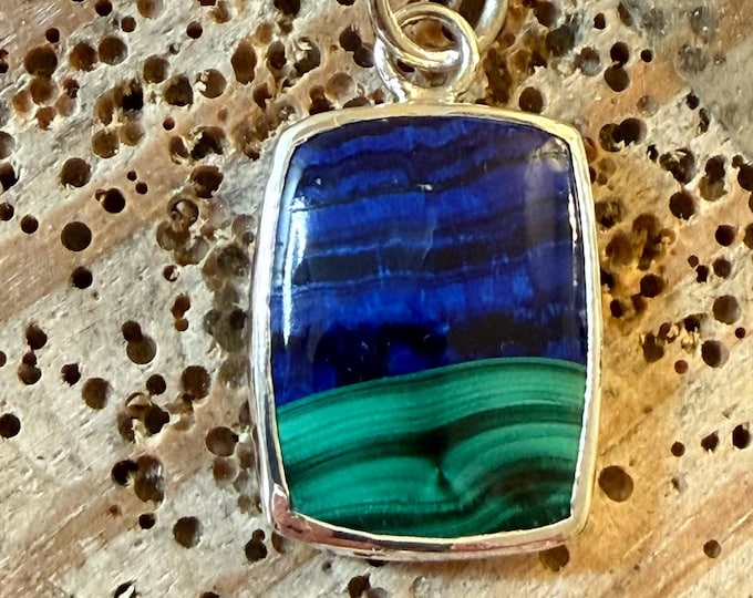 Malachite and Azurite Pendant, Silver (AMP2)