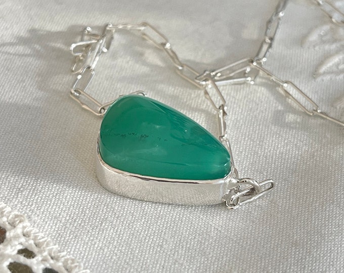 Chrysoprase Necklace, Silver (BBN18)