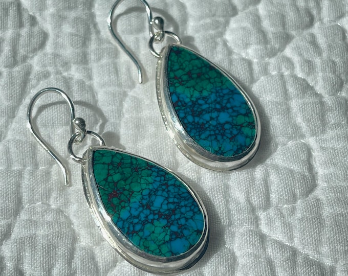 Chrysocolla Earrings, Silver (CES1)