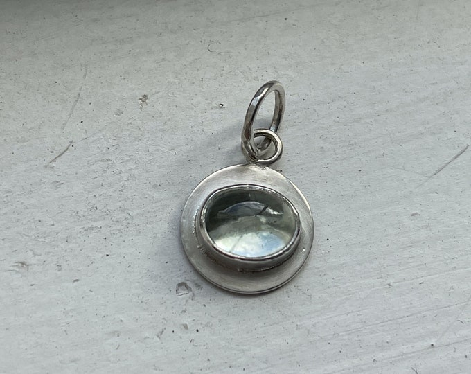 Aquamarine Evil Eye Pendant, Fine and Sterling Silver (TP6)