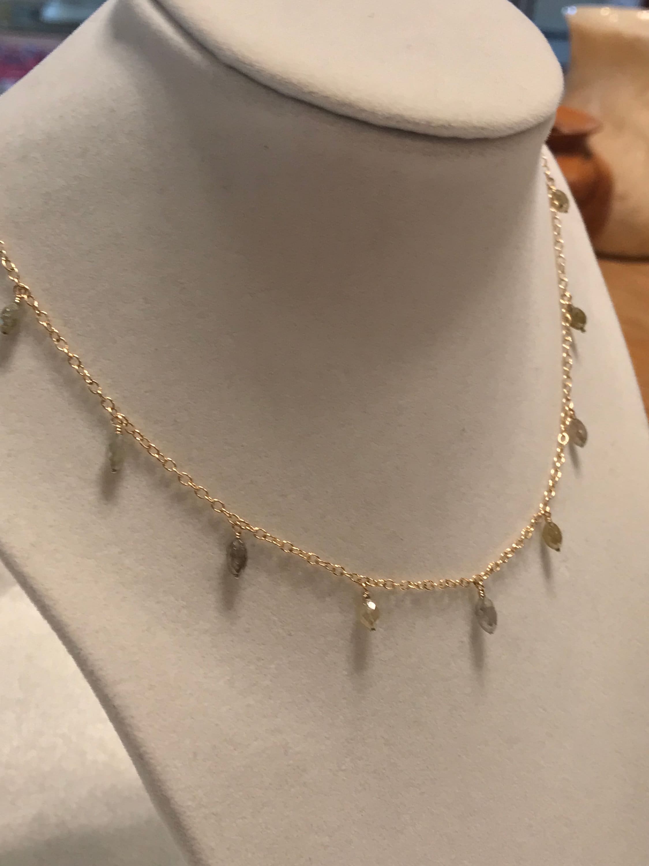 Diamond Dangle Necklace, 14k Gold (DDN1)