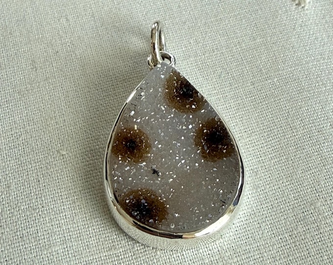 Polka Dot Drusy Pendant, Silver (PDDP1)