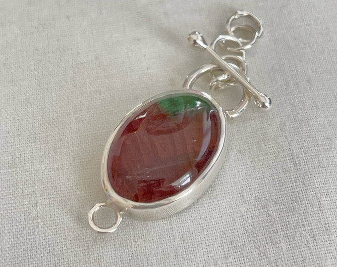 Watermelon Tourmaline Toggle Clasp, Silver (STC4)